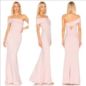 Katie May Titan One Shoulder Cutout Crepe Gown